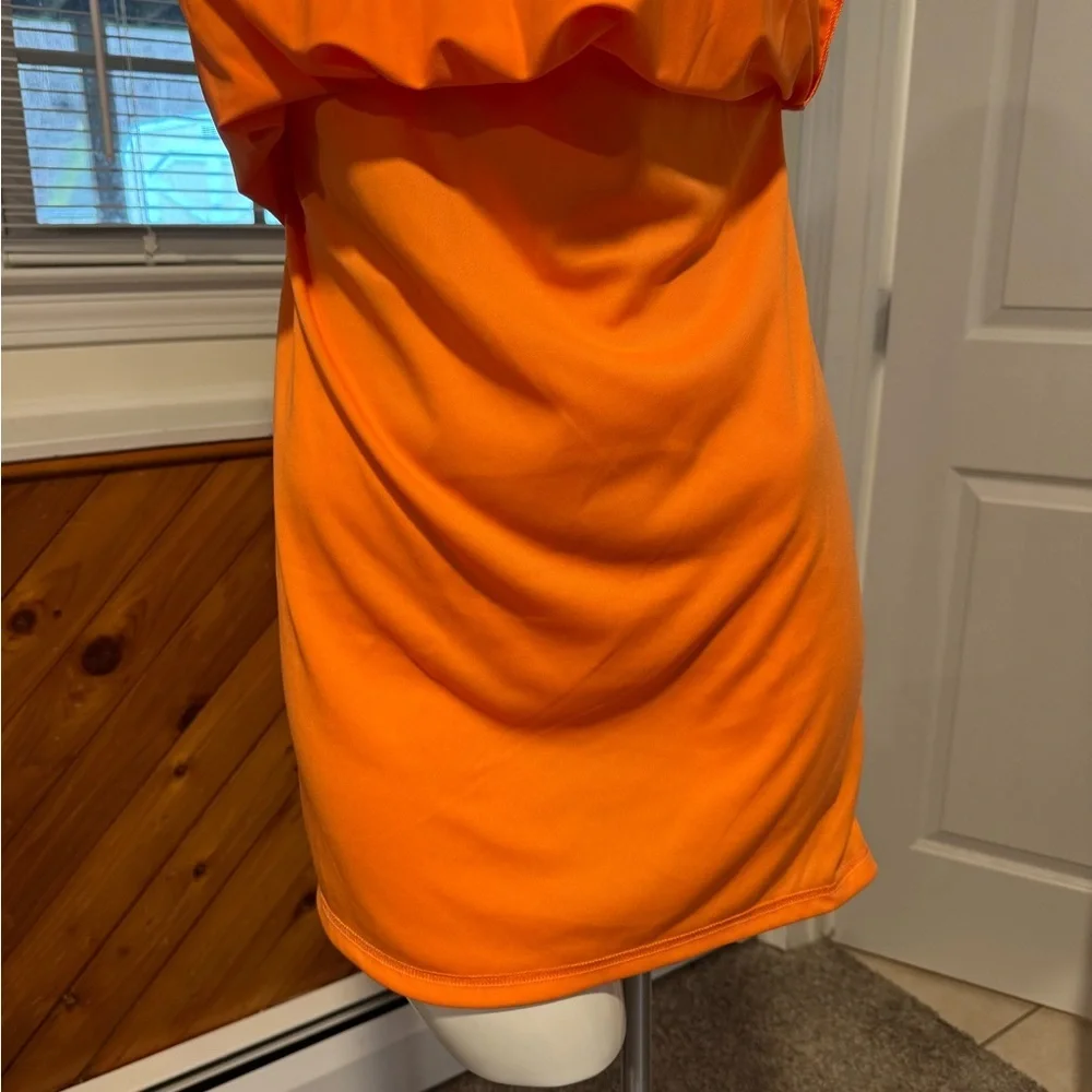 Boston Proper Orange Gold Ring Design Pullover Summer Dress size XS Knee length - Picture 7 of 11